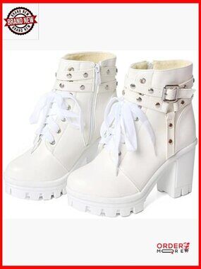 Platform Combat Boots Chunky Heel Ankle Booties Zipper Gothic Punk Shoes